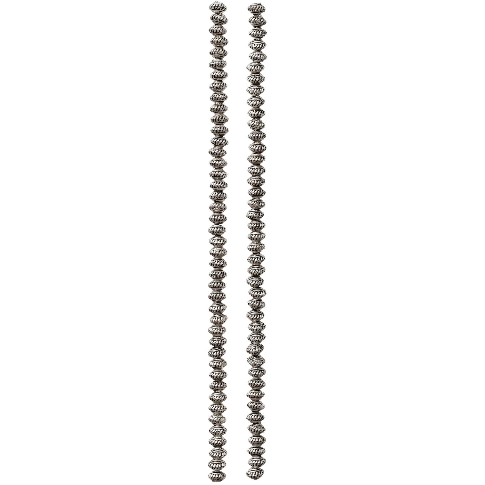 Silver Plated Metal Rondelle Beads, 5mm by Bead Landing™